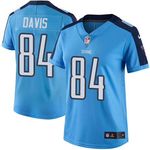 Nike Titans #84 Corey Davis Light Blue Women's Stitched NFL Limited Rush Jersey